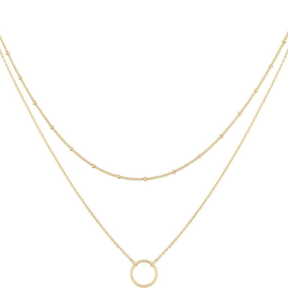 Layered Heart Necklace Pendant Handmade 18k Gold Plated Dainty Gold Choker Arrow